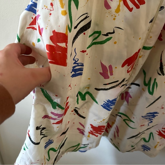 Vintage 80s Lara Dee paint scribble splatter house dress muumuu (binW4) - Picture 3 of 6